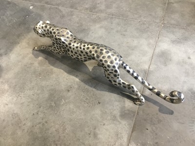 Lot 77 - Large plated metal Jaguar showroom cat