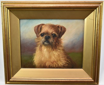 Lot 1271 - H. Crowther, early 19th century, oil on canvas - Portrait of a Terrier, signed and dated 1913, 20cm x 26cm, in gilt frame