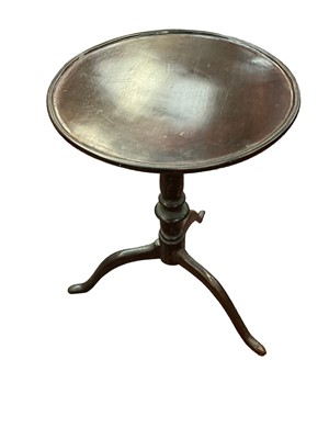 Lot 1544 - Primitive mahogany wine table with dished top above three cabriole legs