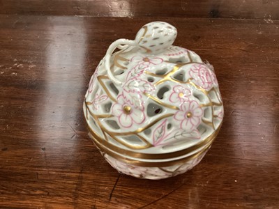 Lot 1186 - Eleven pieces of Herend porcelain with hand painted floral decoration including cups and saucers
