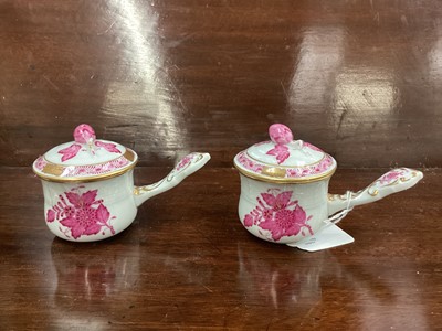 Lot 1186 - Eleven pieces of Herend porcelain with hand painted floral decoration including cups and saucers