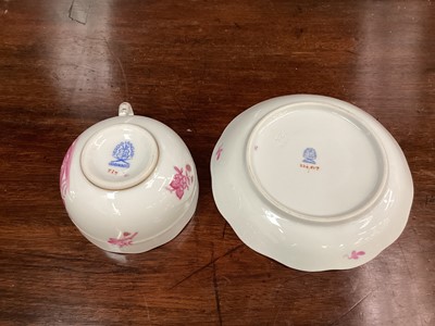Lot 1186 - Eleven pieces of Herend porcelain with hand painted floral decoration including cups and saucers