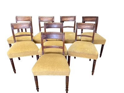 Lot 1547 - Eight George III dining chairs comprising set of six rope back chairs and two with bar backs