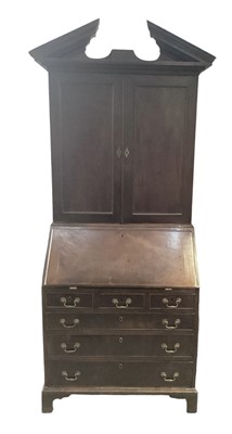 Lot 1551 - 18th century mahogany bureau bookcase