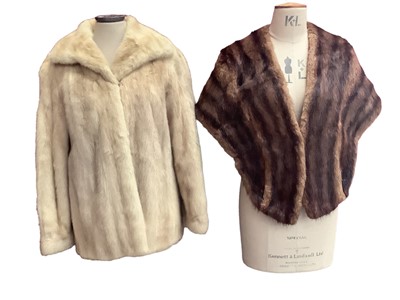 Lot 2181 - Blond mink fur jacket with a musquash wrap.