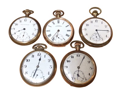 Lot 200 - Five gold plated pocket watches