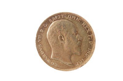Lot 562 - Canada - Ottawa Mint Specimen Gold Sovereign Edward VII 1908c (N.B. Of the highest rarity - rating 6), this example, originally with satin finish, shows signs of wear, with light cleaning marks and...