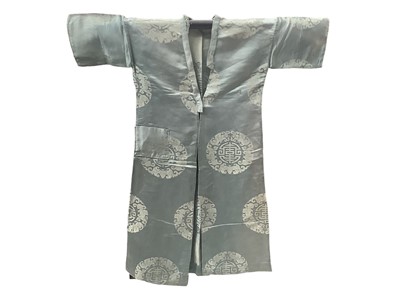 Lot 2184 - Chinese blue silk brocade robe, unlined.