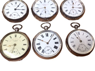 Lot 206 - Six silver cased pocket watches
