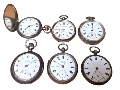 Lot 207 - Six silver cased pocket watches