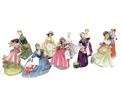 Lot 1193 - Ten Royal Doulton figures - Summer HN2086, Adrienne, Sunday Best HN2206, Grace HN2318, Katie HN3360, The Ballerina HN2116, Elyse HN2429, Sunday Morning HN2184, Good Day Sir HN2896 and Julia HN2705