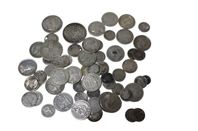 Lot 565 - World - Mixed coinage to include G.B. silver coins Pre 1920 (N.B. Estimated Wt. 214gms), Pre 1947 (N.B. Estimated face value £7.25), France silver 5 Francs, Switz silver 5 Francs, South Africa unci...