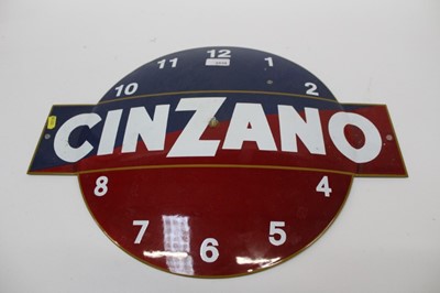 Lot 2538 - Cinzano enamel clock sign, 53cm wide