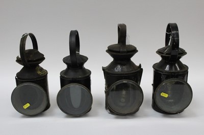 Lot 2547 - Group of four railway lamps, the largest 35cm