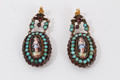 Lot 668 - Pair of Austro Hungarian pendant earrings