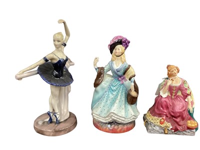 Lot 1204 - Kevin Francis limited edition figure - Ballet, together with two Peggy Davies figures - Sarah Siddons and Nell Gwyn (3)