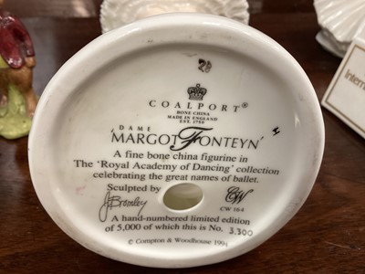 Lot 1205 - Royal Worcester limited edition figure - Reflection, Coalport limited edition figure - Dame Margot Fonteyn, together with five Royal Doulton Bunnykins figures, Doulton Collectors Club plaque and a...