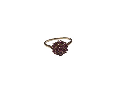 Lot 238 - 9ct gold ruby cluster ring