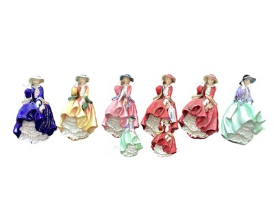 Lot 1206 - Eight Royal Doulton Top o the Hill figures in various colourways