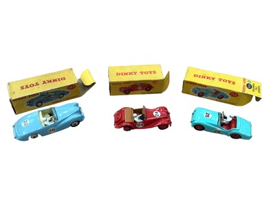 Lot 1930 - Dinky diecast models including Triumph TR2 Sports, No.111, MG Midget, No.108, Jaguar XK120 Coupe, No.157, Sunbeam Alpine Sports, No.107 & Bedford Van "Dinky Toys", all boxed (5)5