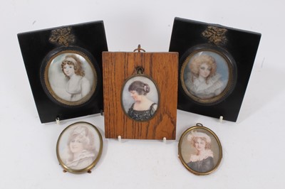 Lot 928 - Five miniature portraits on ivory