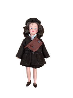 Lot 1940 - Sindy Patch sister doll in school uniform 1966 plus quantity of Sindy and Patch clothes, shoes.