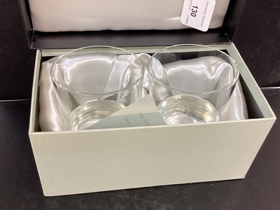 Lot 130 - H.M.Queen Elizabeth II, 2010 Royal Household Christmas present of a pair of glass tumblers with plated collars and etched Royal ciphers in original box with Royal cipher to lid and presentation car...