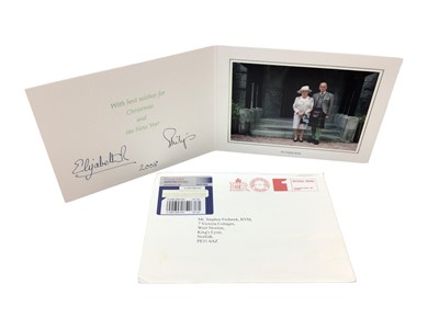 Lot 140 - H.M.Queen Elizabeth II and H.R.H. The Duke of Edinburgh, signed 2008 Christmas card with colour photograph of the Royal couple at Crathie Kirk with envelope