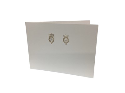 Lot 151 - H.M.Queen Elizabeth II and H.R.H. The Duke of Edinburgh, signed 2014 Christmas card with twin gilt ciphers to cover, colour photograph of the Royal couple at the naming of HMS Queen Elizabeth to th...