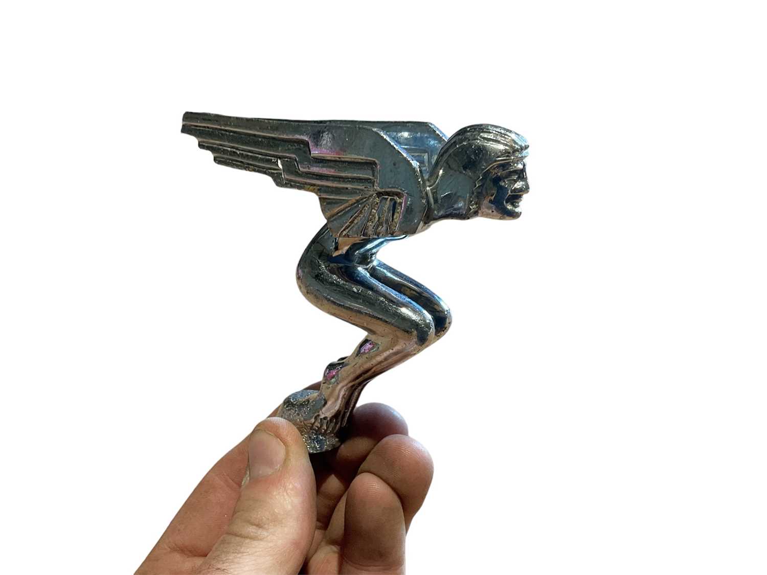 Lot 110 - 1930s chromium plated Egyptian Goddess car mascot, believed to have originally been retailed by Desmo, 10.5cm in overall height.