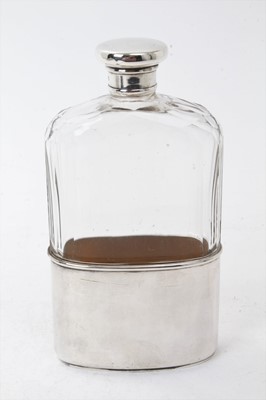 Lot 561 - George V silver mounted cut glass spirit flask with removable silver plated drinking cup