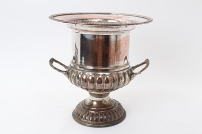 Lot 562 - Silver on copper twin handled wine cooler of campana form with removable liner.