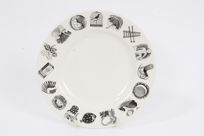 Lot 271 - Eric Ravilious for Wedgwood- Alphabet pattern side plate, with printed and impressed marks to base, 17.6cm in diameter.