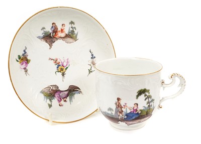 Lot 310 - Meissen coffee cup and saucer, circa 1745-50