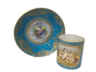 Lot 313 - Sèvres-style large coffee can and saucer, 19th century 
Provenance: Property from Edward Curzon, 6th Earl Howe of Gopsall Park and Penn House, thence by descent to a Lady of title