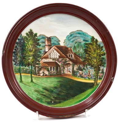 Lot 247 - A Bristol pearlware round plaque, dated 1820