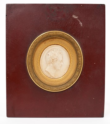 Lot 977 - Early 19th century wax portrait medallion of Sir Robert Peel by John J de Veaux