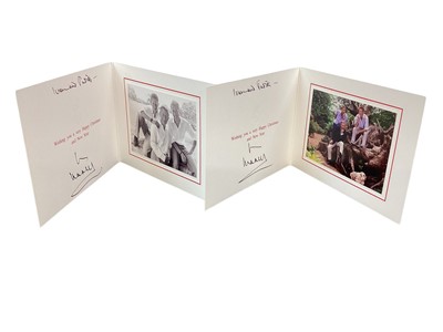 Lot 165 - H.R.H. Prince Charles Prince of Wales (now H.M. King Charles III), two signed and inscribed Christmas cards for 2002 and 2004 with gilt ciphers to covers and charming photographs of the Prince with...