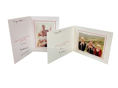 Lot 167 - H.R.H. Prince Charles Prince of Wales (now H.M. King Charles III), two signed and inscribed Christmas cards for 1998 and 1996 with gilt ciphers to covers and charming photographs of the Prince with...