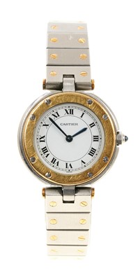 Lot 751 - Cartier Santos gold and stainless steel wrist watch