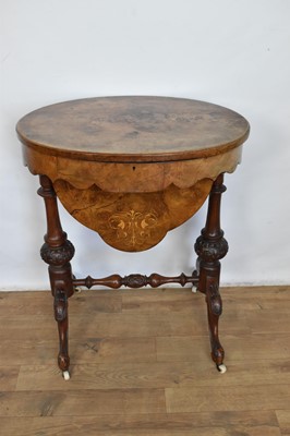 Lot 1564 - Victorian burr walnut work table