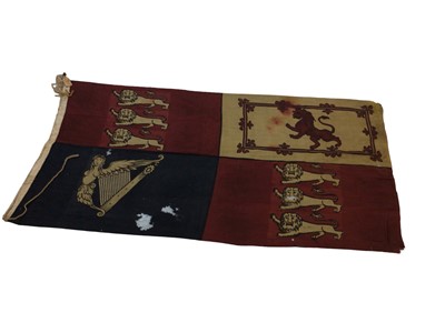Lot 177 - Edwardian Royal Standard flag of printed cotton with Michael Bros, Sail Makers, Derry label attached