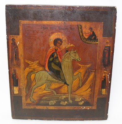 Lot 916 - Antique Russian painted icon, 36 x 31cm