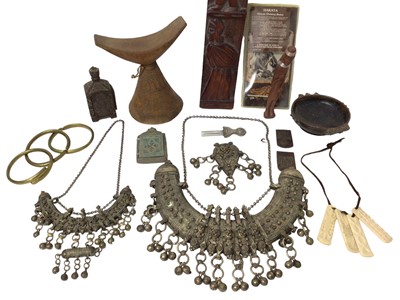 Lot 917 - Collection of Ethiopian marriage jewellery, together with various other African tribal artefacts