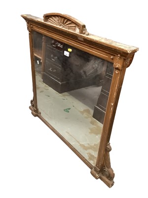 Lot 1363 - Victorian overmantel mirror in gilt frame, 99cm x 88cm