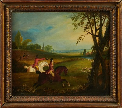 Lot 1172 - Manner of Peter Tillemans, 18th century, oil on canvas - Hounds in Full Cry, 25.5cm x 30cm, in gilt frame