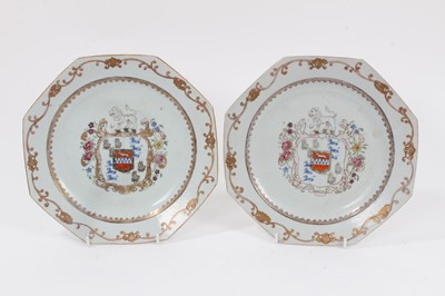 Lot 305 - Pair of 18th century Chinese armorial plates circa 1755