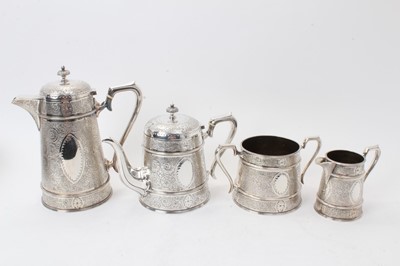 Lot 523 - Good quality Victorian four piece silver plated tea and set.