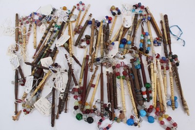 Lot 120 - Large collection of 19th century lace bobbins, including named bone examples, other turned wood and bone, approximately 65 in total