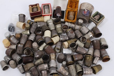 Lot 1000 - Interesting collection of thimbles, 19th century and later, in various materials. (Approximately 60)